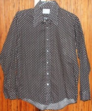 Vintage 1960s 1970s K-Mart Mod Men's Disco Shirt Brown White Red Check Button L