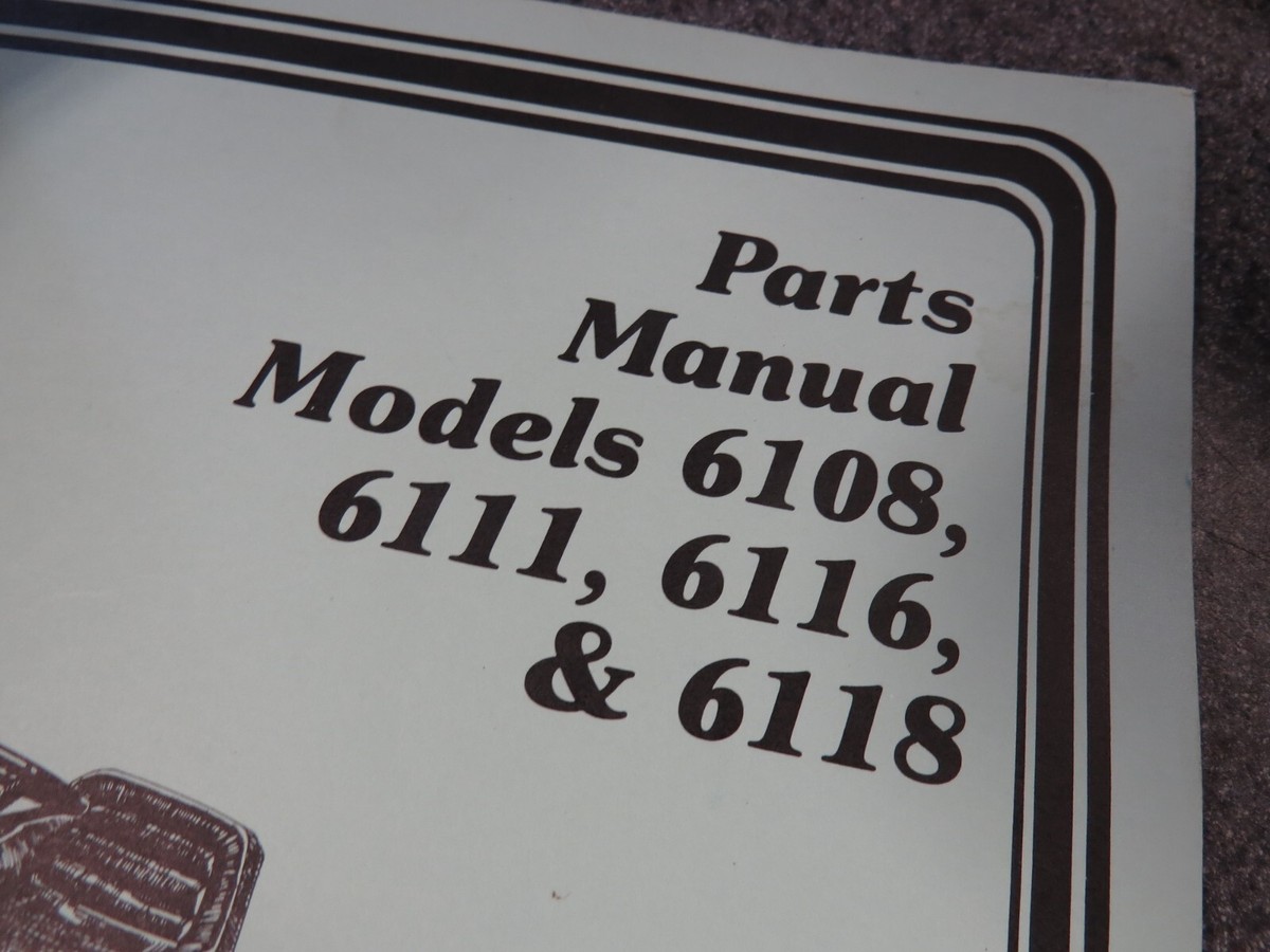 Simplicity Factory Parts Manual Models 6108 6111 6116 & 6118 TP
