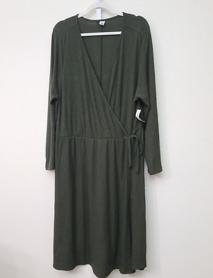 old navy green wrap dress Ribbed Long Sleeve Size 3X Plus Ancient Forest NEW DCS: H  G  G