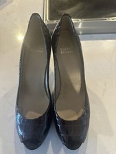stuart weitzman pumps 8 Brown Pressed Alligator   Patton, Leather