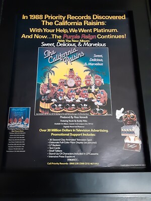 California Raisins Post California Raisins Rare Original Promo Poster Ad Framed! | eBay