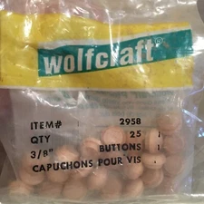 Wolfcraft Wood Capuchons, open pack Wood Screw Covers, 3/8” Decor Buttons #2958 