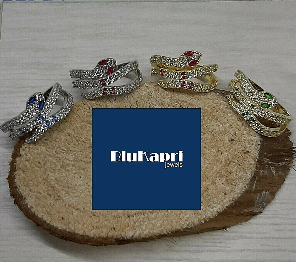 Anello donna  argento 925 fascia serpente zirconi colorato - Immagine 4 di 4