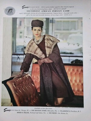 Vintage Evans furrier Southwest African Persian Lamb coat fashion ad