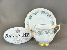 Royal Albert GOLD & TURQUOISE FEATHER Footed Cup & Saucer Set Hampton: MINT