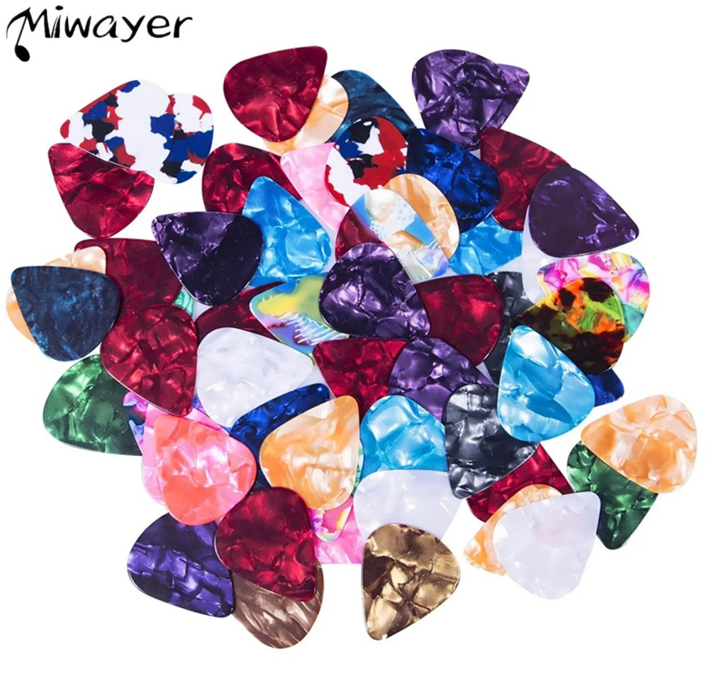 Miwayer Guitar Picks 50 Pcs Mixed Colorful Assorted Variety Pack Celluloid