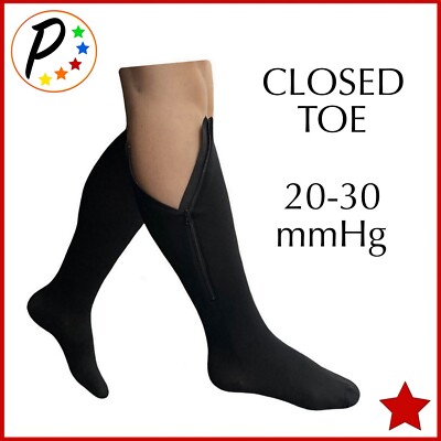   Presadee Original Closed Toe 20-30 mmHg Firm Compression Legs Zipper Socks