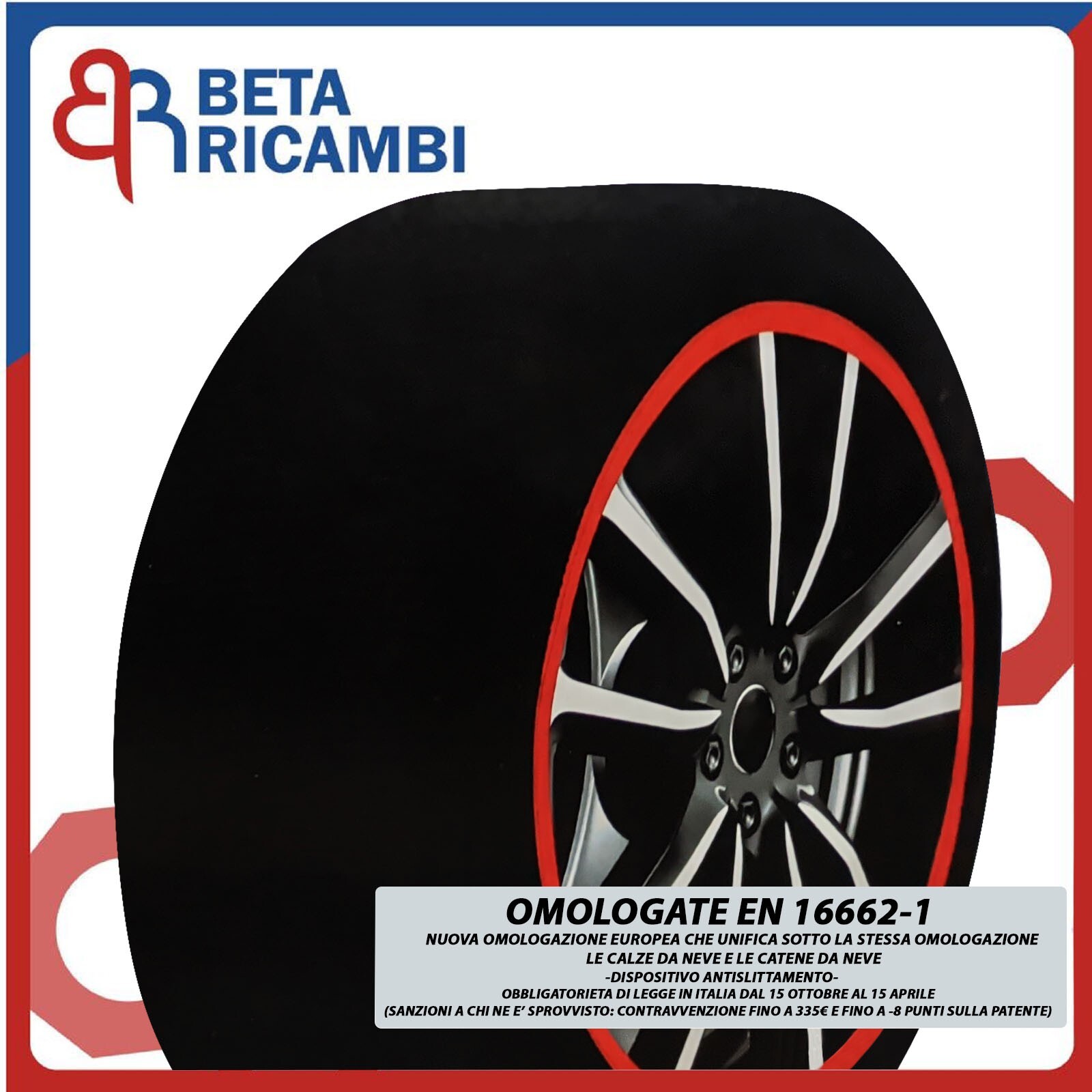 Calze da Neve 205 55 16 Auto Suv 4x4 Pneumatici 205 55 16 Omologate En 16662-1 - Immagine 1