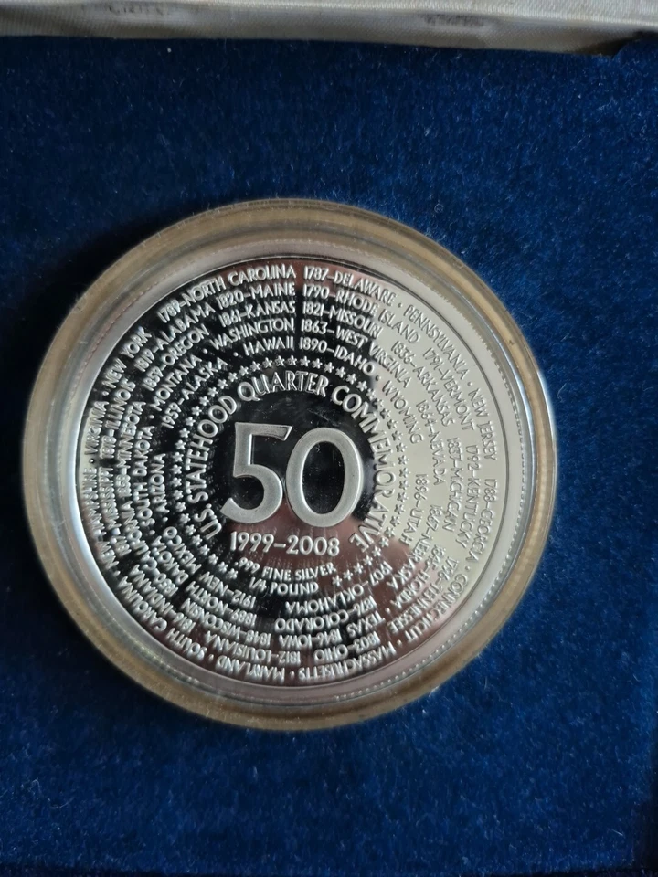 Giant Silver 1999-2008  4oz  .999 Silver 50 Statehood Quarter Commemorative   - Image 3 of 4