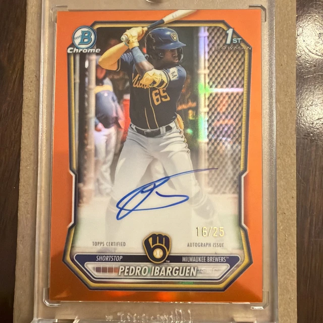 2026 Bowman Pedro Ibarguen True Orange Chrome Auto /25 1st Brewers