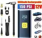 150 PSI Air Compressor Tire Inflator Fits Car Moto Bike Tires Air Pump Cordless