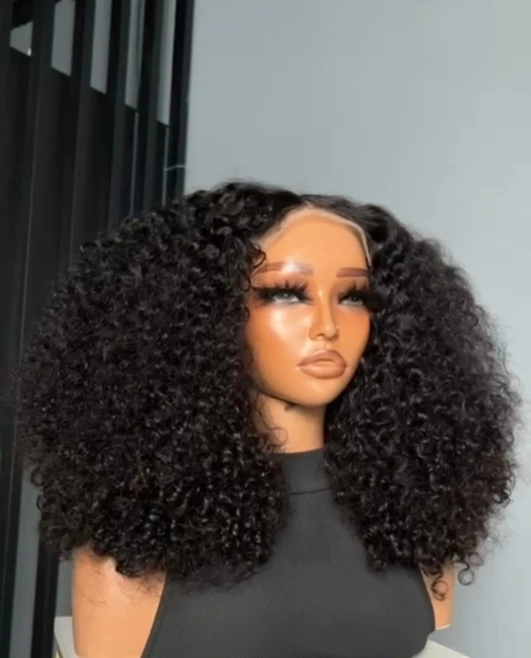  Peluca de encaje transparente 100 % cabello humano, rizos euroasiáticos, 5x5, SDD, 250 % densidad. Foto 2 de 4