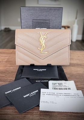 Authentic New YSL Cassandre Matelasse small envelope wallet, color