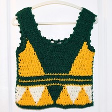 Vintage 70s Cropped Crochet Sweater Tank / Vest