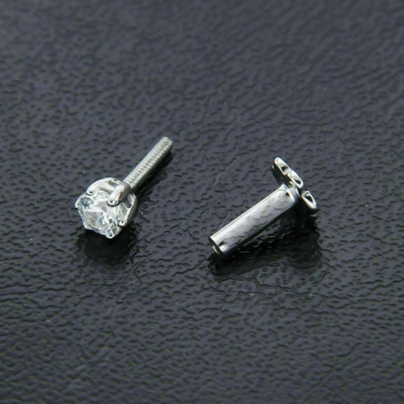 3MM Natural Diamond 25th Birthday Gift For Wife Nose Pin 14k White Gold #463