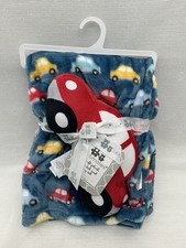 Cribmates Plush Car Baby Blanket Toy Set Blue Red Soft Fleece Boy Crib Mates NWT