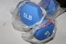 New Vinyl Hex Dumbbell Pair/Weight / 5lb Blue