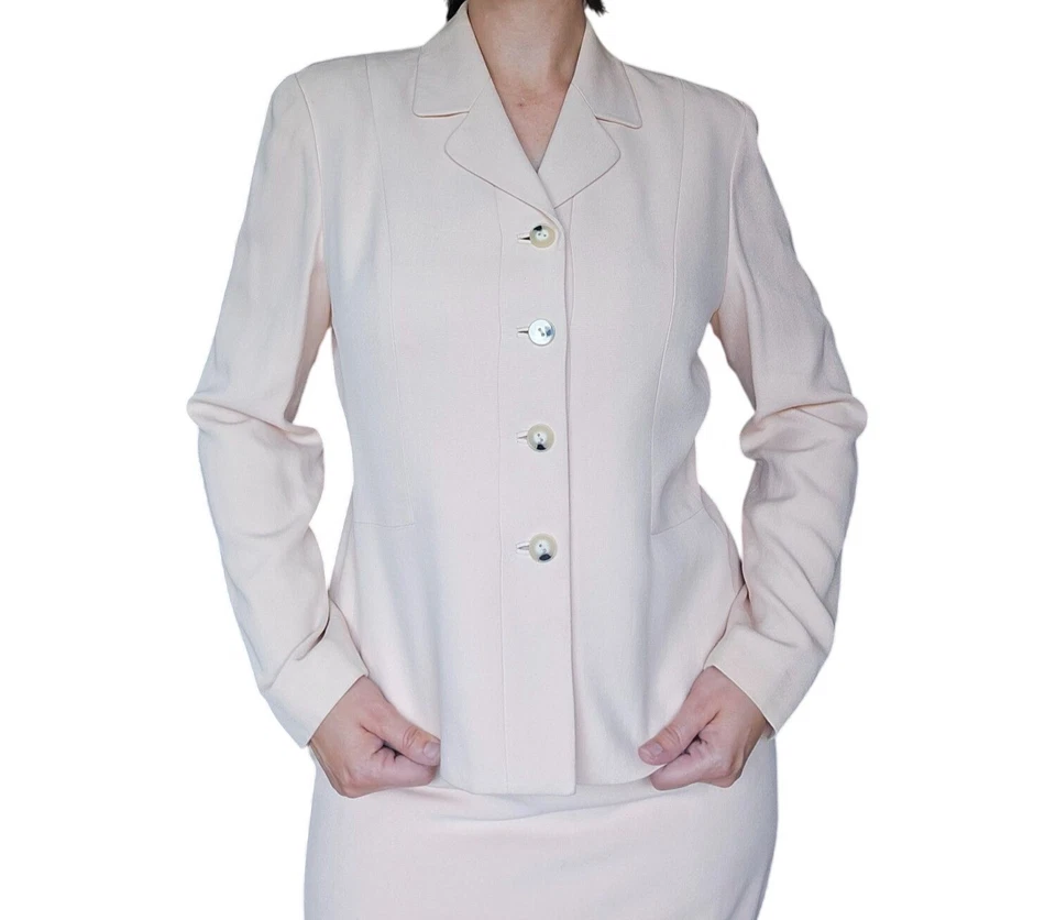 Vintage y2k Dana Buchman Silk 2 Piece Skirt Suit Set Pastel Pink Womens Size 12 - Image 2 of 4