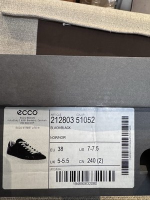 Ecco Women's Street Lite Sneaker Black Size EU38 US7-7.5