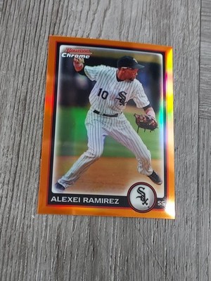 ALEXEI RAMIREZ 2010 BOWMAN CHROME ORANGE REFRACTOR CARD. #10/25. HIS JSY #.