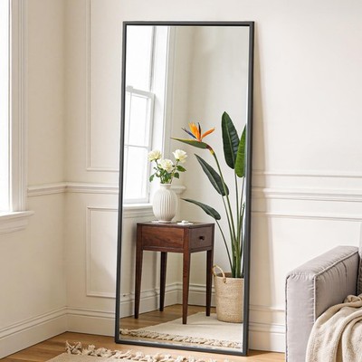 Black Full Length Mirror 60''x16'' for Bedroom, Full Body Floor Mirror with Sta...
