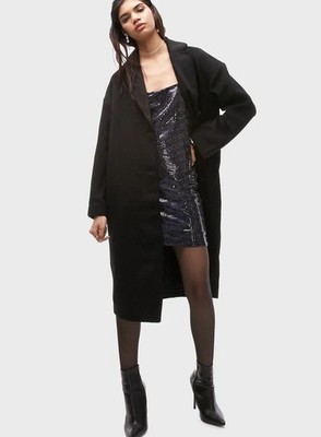 Topshop Black Longline Oversized Smart Coat