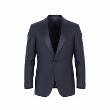 SUITSUPPLY Manhattan Int Herren Blazer UK34R Navy Wolle Smoking-Schalkragen
