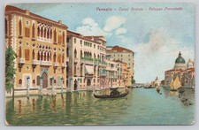 Vintage Venice Italy Postcard Canal Grande Palazzo Franchetti Gondola