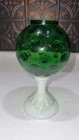 Fenton Green Coin Dot Pedestal Ivy Ball/Bubble Fairy Lamp  9”