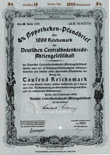 Deutsche Centralbodenkredit AG 4% Hypotheken-Pfandbrief 1000 RM 1940 Nr. 031731