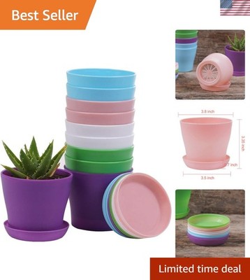 10 Pcs Plastic Planters Indoor Pots, Mini Flower Seedlings Nursery Flower Pot...