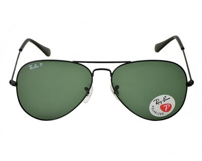 Polarized Rayban aviators Black/Green lens RB3025 Ray-Ban Aviator Polarized Sunglasses - RB3025 002/58 58 main image 3