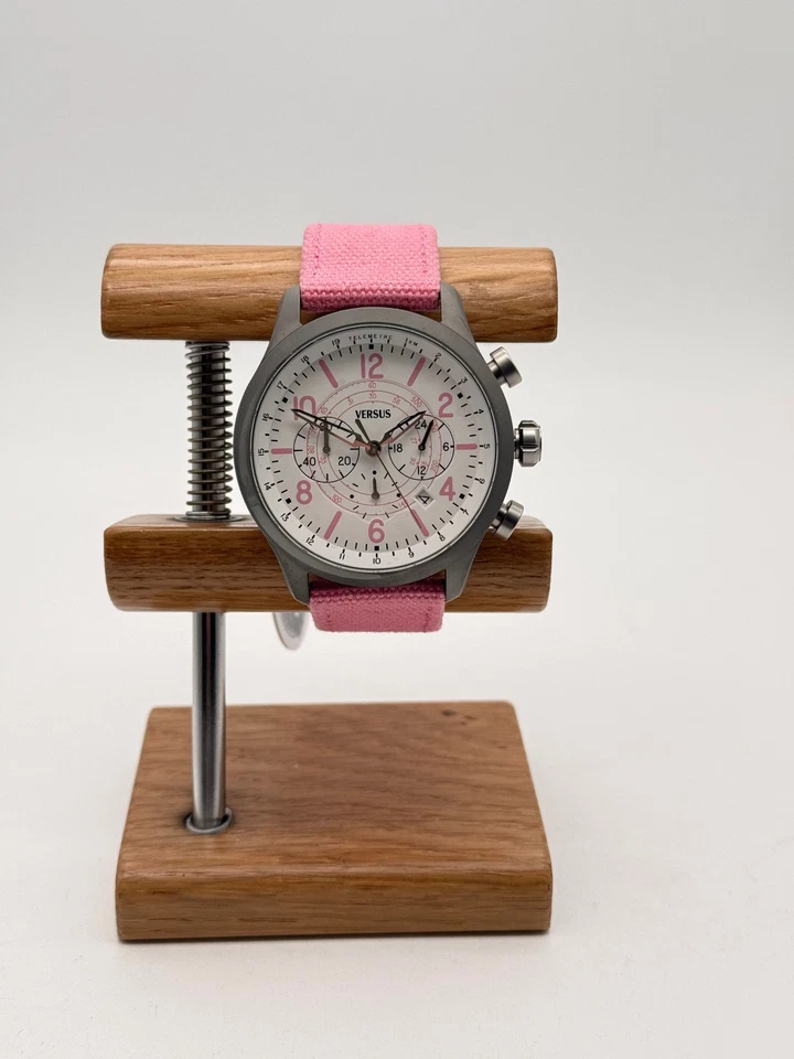 Versus Versace Quarz Chronograph Damenuhr SGL06 0013 Textilarmband Rosa Grau Box - Bild 2 von 4