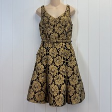 Theia Women NYE Cocktail Floral Glam Fit & Flare Dress Size 8 Holiday Shimmery