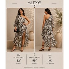 Alexis for Target One Shoulder Ruffle Midi Dress Black White Abstract 3X Plus