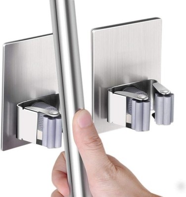 2 Pack Mop Broom Holder Racks 304 Stainless Steel Self Adhesive Heavy Duty Wall 