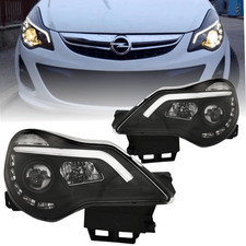 Faro proiettore luce diurna a led nero per opel corsa d facelift dal 2011