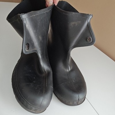 Bata Men's Black Rubber Galoshes Overshoe Boots Size XX LARGE 13/14 2 Snap/Fit