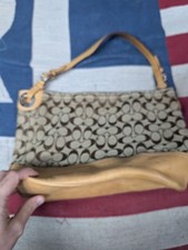 COACH 2156 Signature Hobo Shoulder Bag Brown Jacquard Tan Leather Vintage