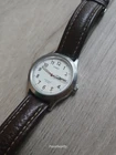 Timex Watch Mens vtg White Dial Day Date Brown Leather Heritage Classic Watch