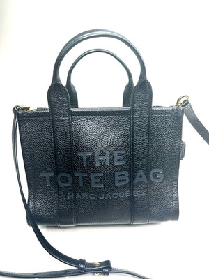 MARC JACOBS ''The Tote Bag'' Small Black Leather Crossbody Satchel