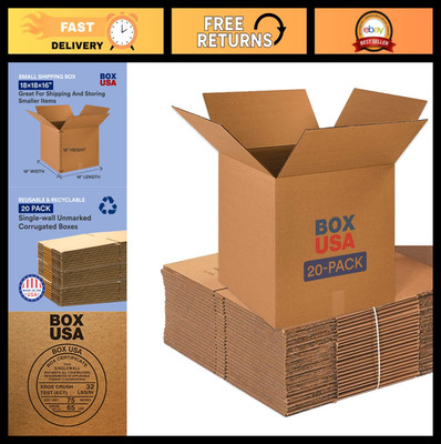 Medium Moving Boxes 18''x18''x16'' - 20-Pack Corrugated Cardboard for Packing, Ship