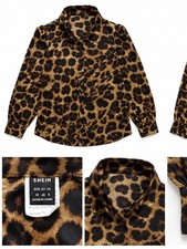SHEIN Leopard Print Button Down Blouse Size Medium
