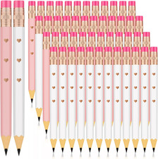 48 Pcs Half Pencils with Eraser Bridal Shower Mini White