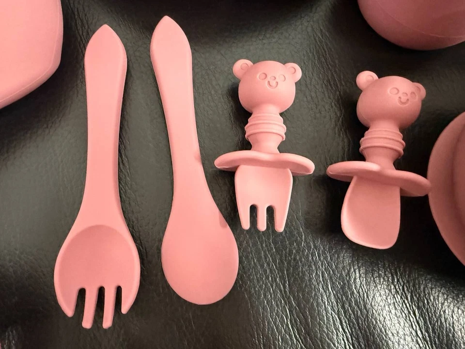 Juego de destete para bebé de 10 piezas, juego de platos de silicona para bebé con succión, utensilios para bebé Foto 4 de 4