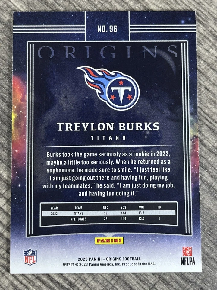 2023 Panini Origins, /125, TREYLON BURKS, Orange, Tennessee Titans, #96 - Image 3 of 4