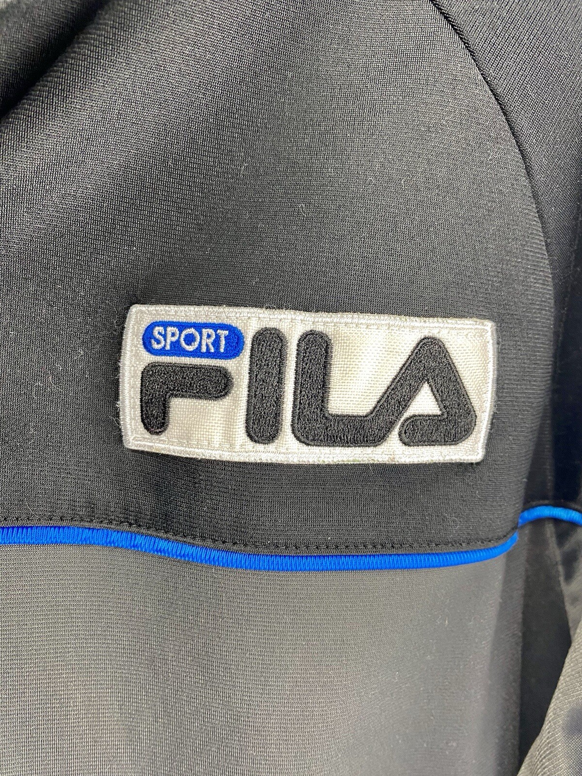 Giacca Fila Sport Track Uomo XL Grigio Nero Italia Cappotto Manica Lunga Zip Stile Vintage