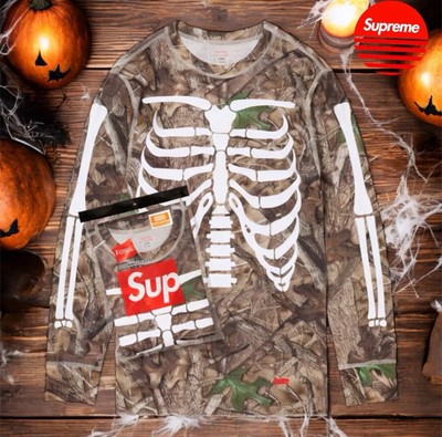 ?Supreme Hanes Bones Thermal Crew TrueTimber HTC Fall Camo| LARGE 