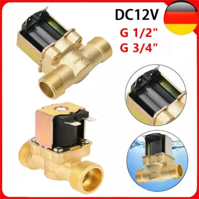 MARKENLOS G1/2" 3/4" DC 12V Magnetventil Elektrisch Wasserventil N/C Wasser Einlass Ventil