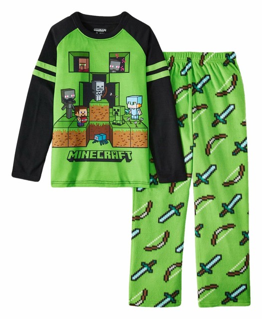 NWT Minecraft Creeper Pajamas Boy Girl 10 12 L Christmas Video Game